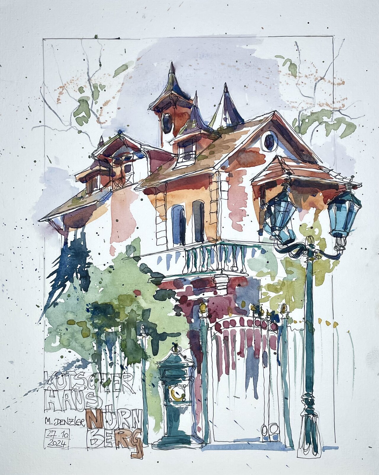 Historisches Stadthaus mit Flair - Authentische Atmosphäre und meisterhafte Aquarelltechnik